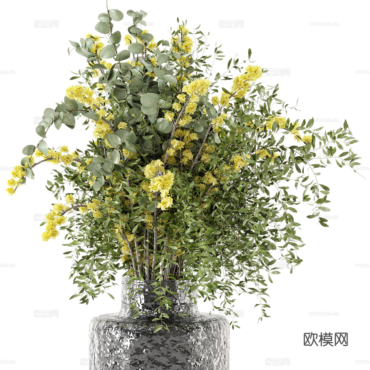 现代玻璃花瓶花艺3d模型