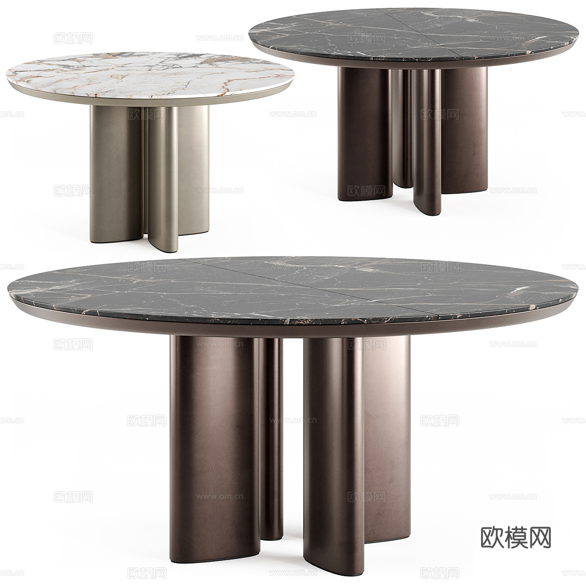 现代轻奢 Poliform Adrien 圆餐桌3d模型