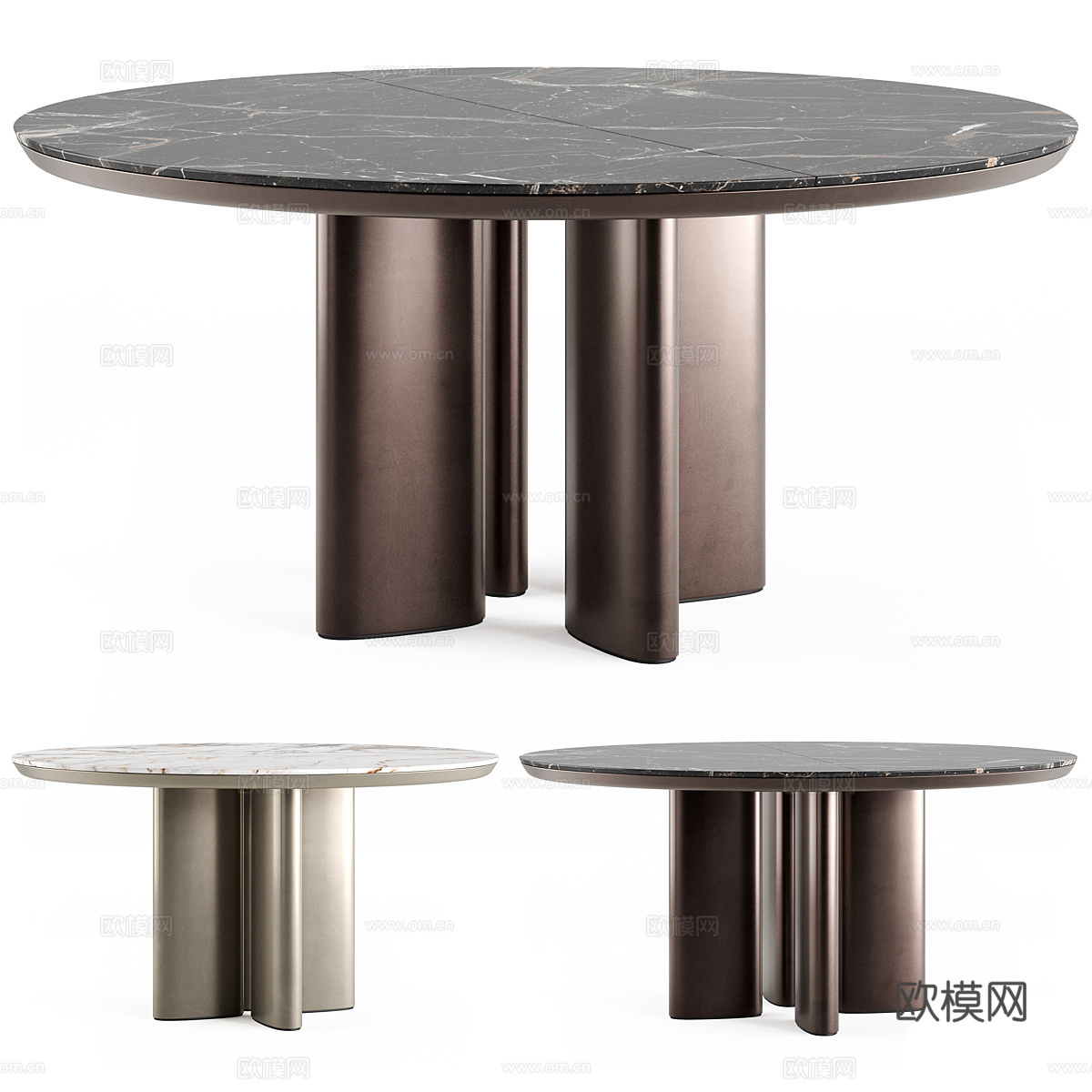 现代轻奢 Poliform Adrien 圆餐桌3d模型