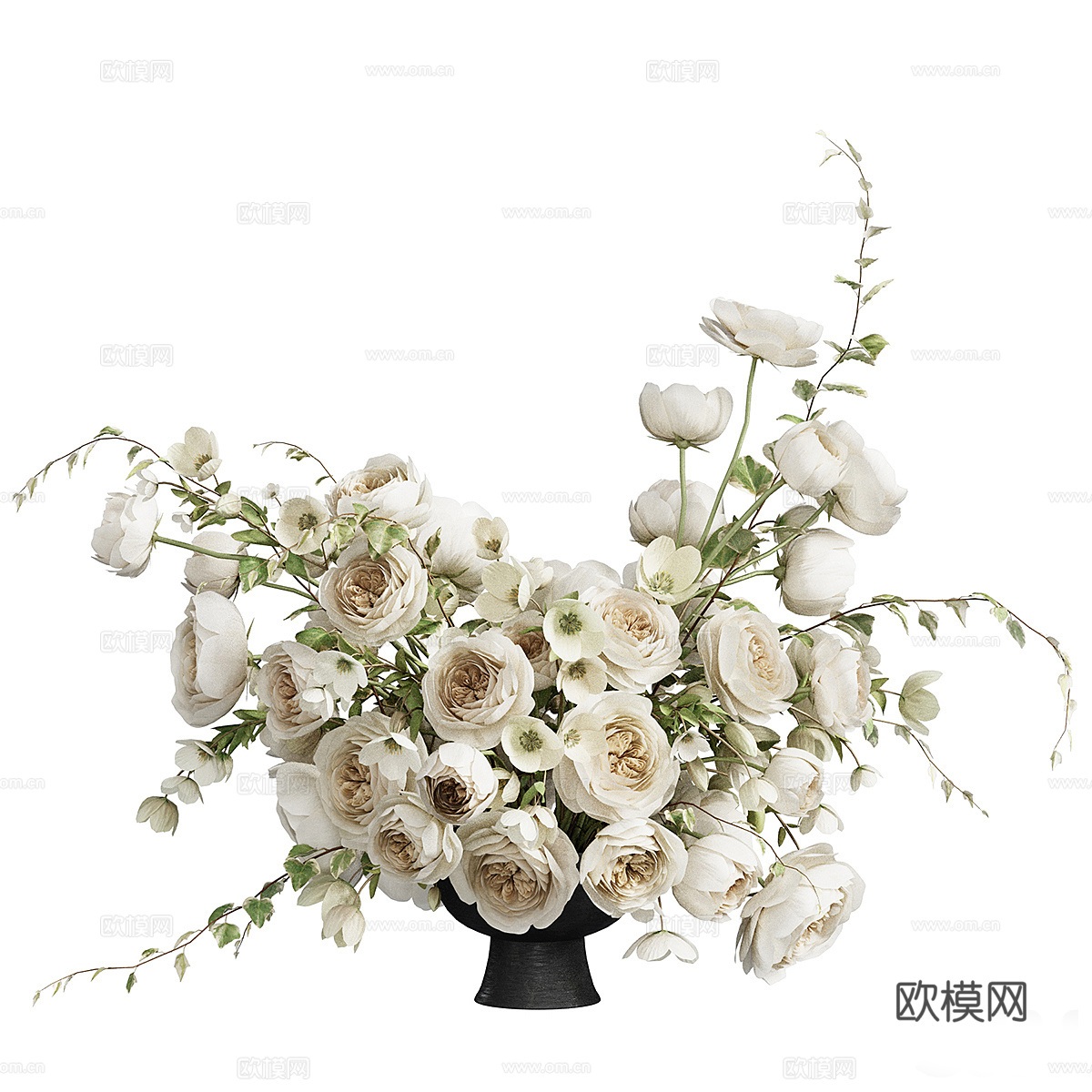 新中式花瓶花艺3d模型