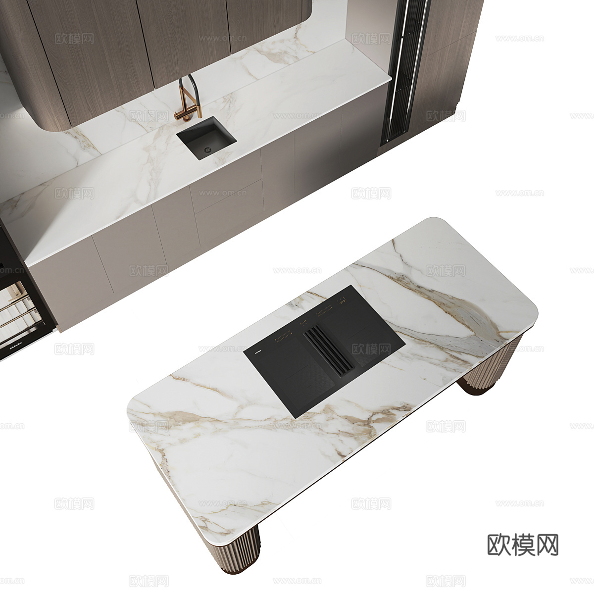 现代意式轻奢橱柜3d模型