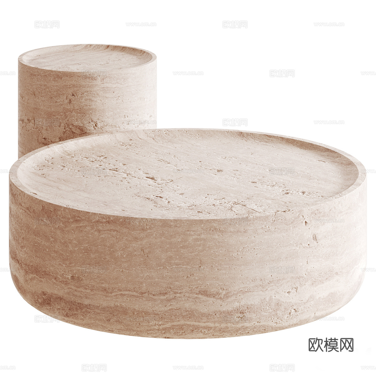 现代侘寂石材茶几3d模型