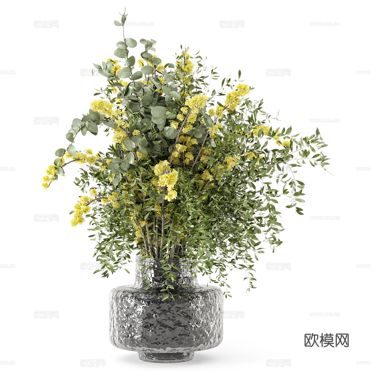 现代玻璃花瓶花艺3d模型