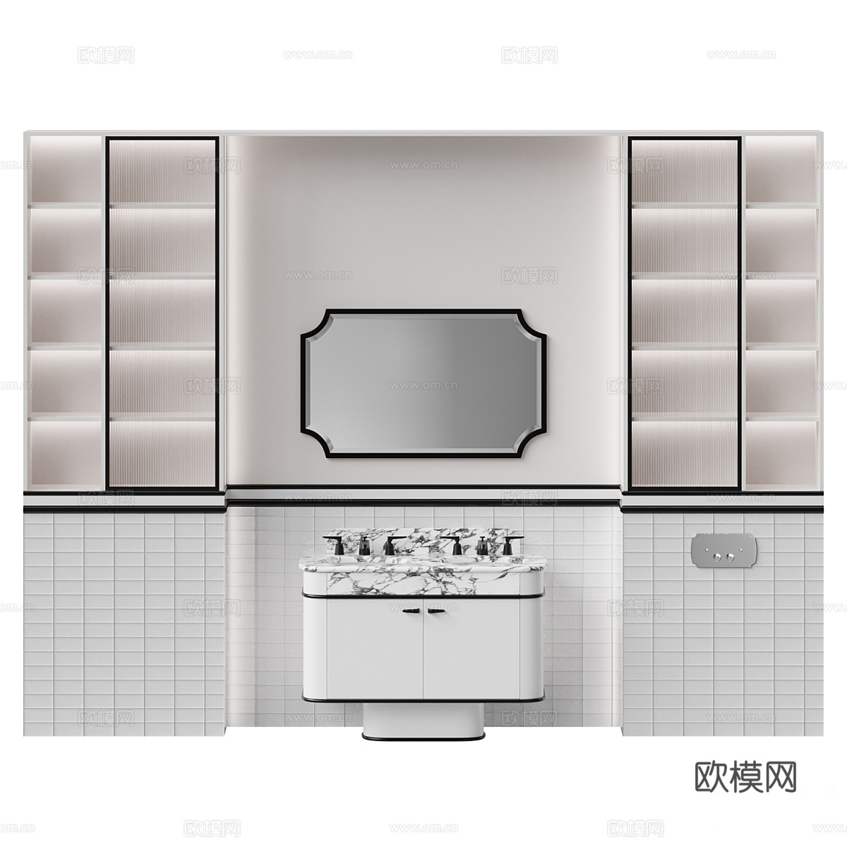 新中式浴室柜 台盆柜3d模型