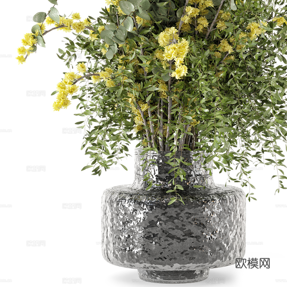 现代玻璃花瓶花艺3d模型