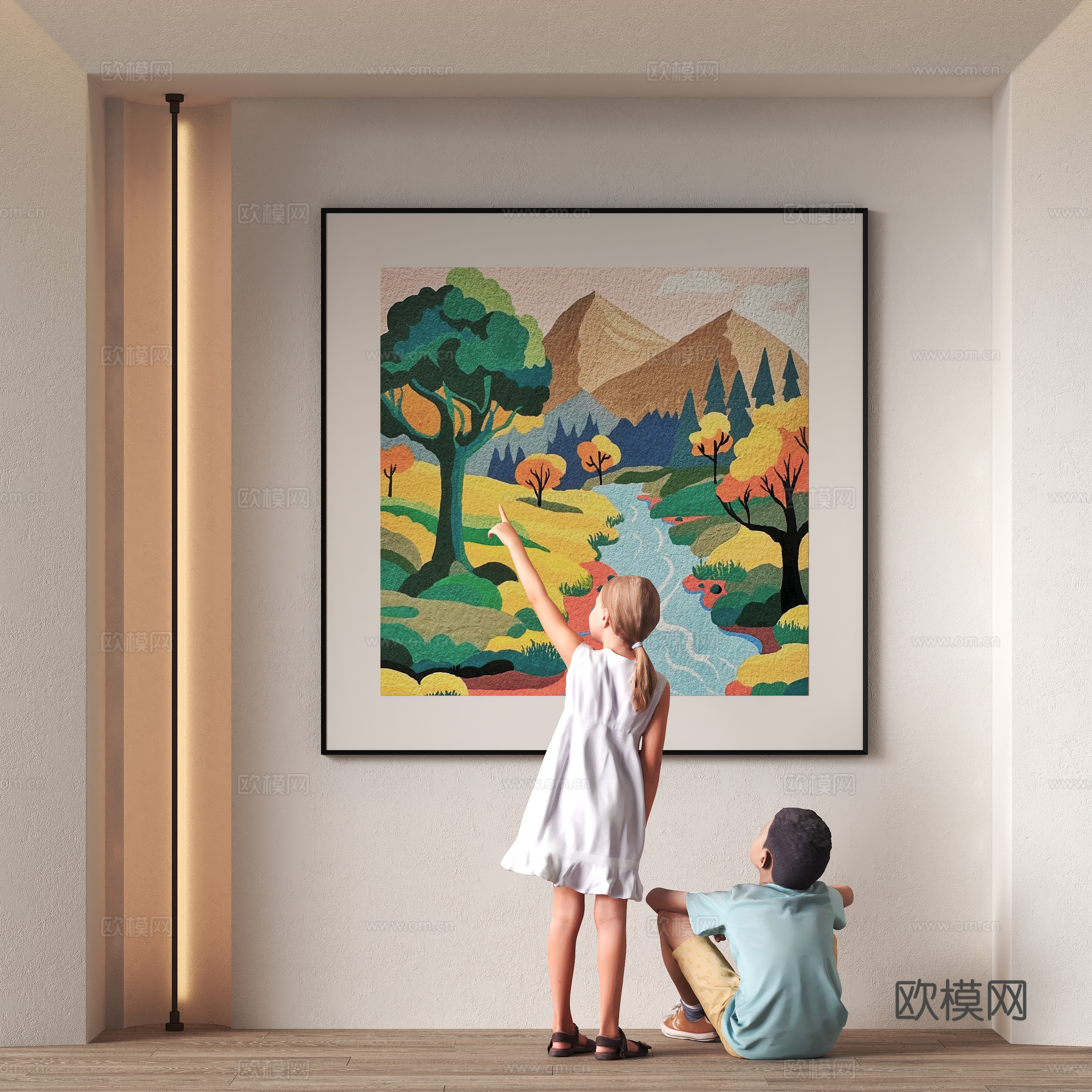 现代装饰挂画su模型