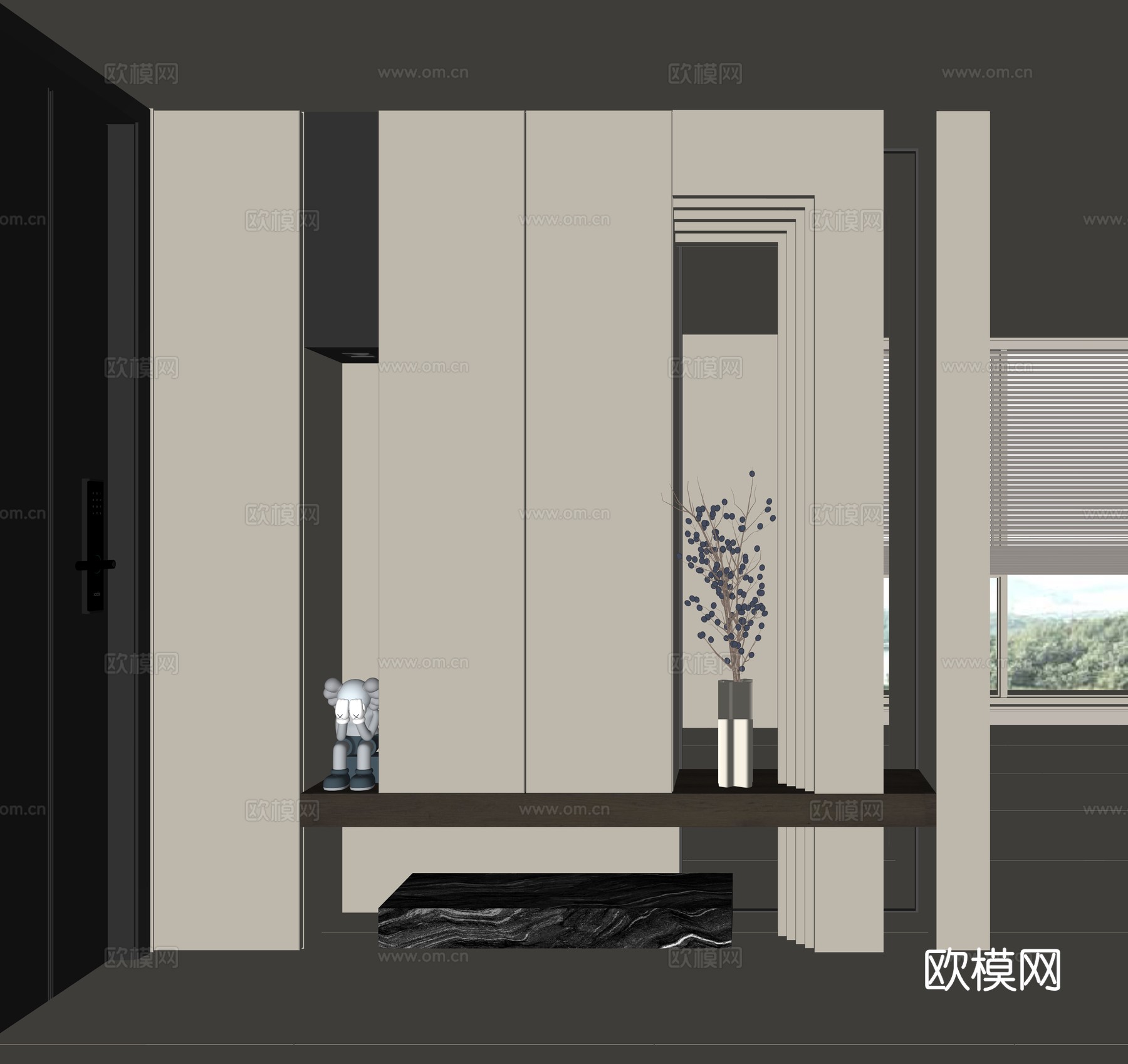 现代入户玄关鞋柜su模型
