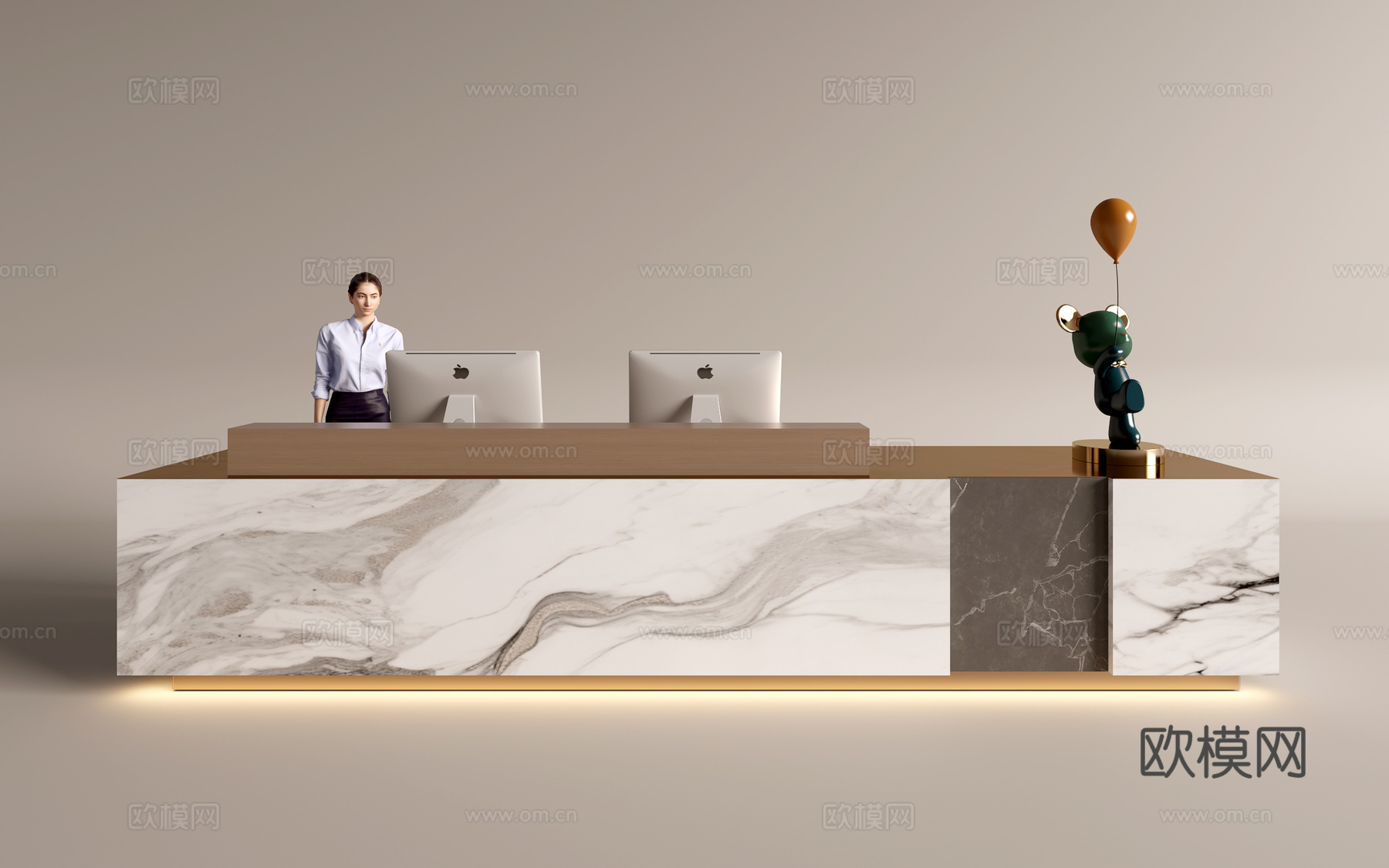 现代公司前台  接待区 吧台  接待台 服务台3d模型