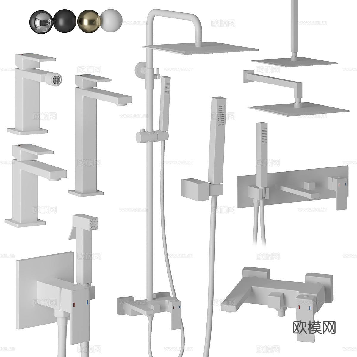 现代意式轻奢花洒 龙头3d模型