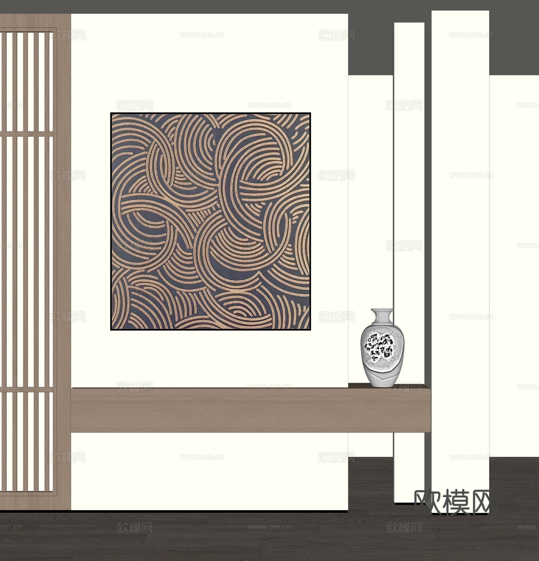侘寂风装饰挂画su模型