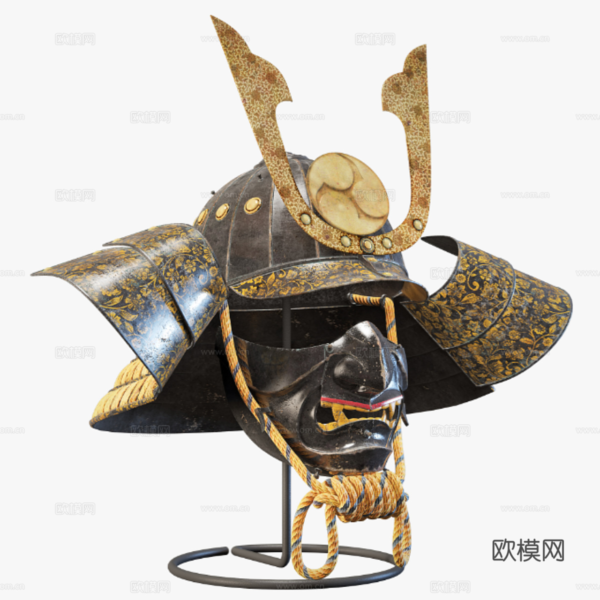 日式卡布托武士头盔摆件3d模型