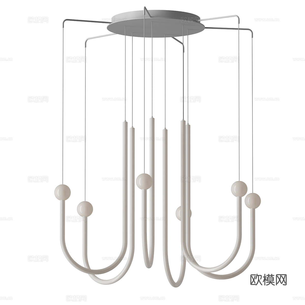 现代奶油风装饰吊灯3d模型