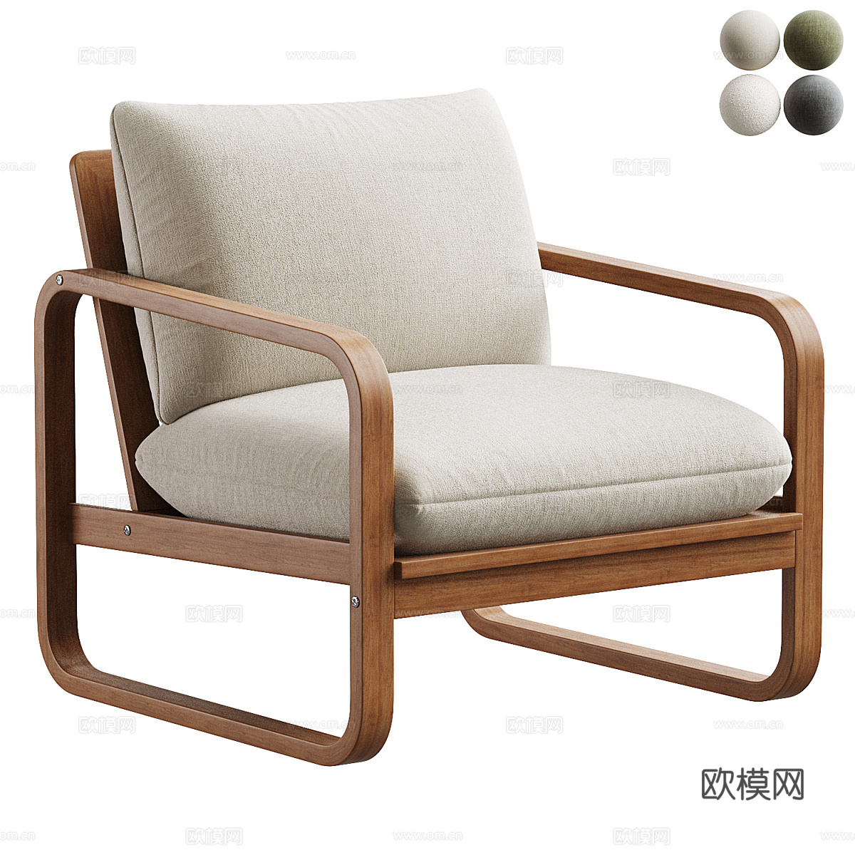 新中式 Sacaleta 实心椅子3d模型