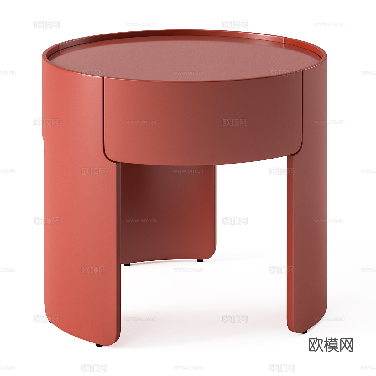 现代奶油风圆形床头柜3d模型