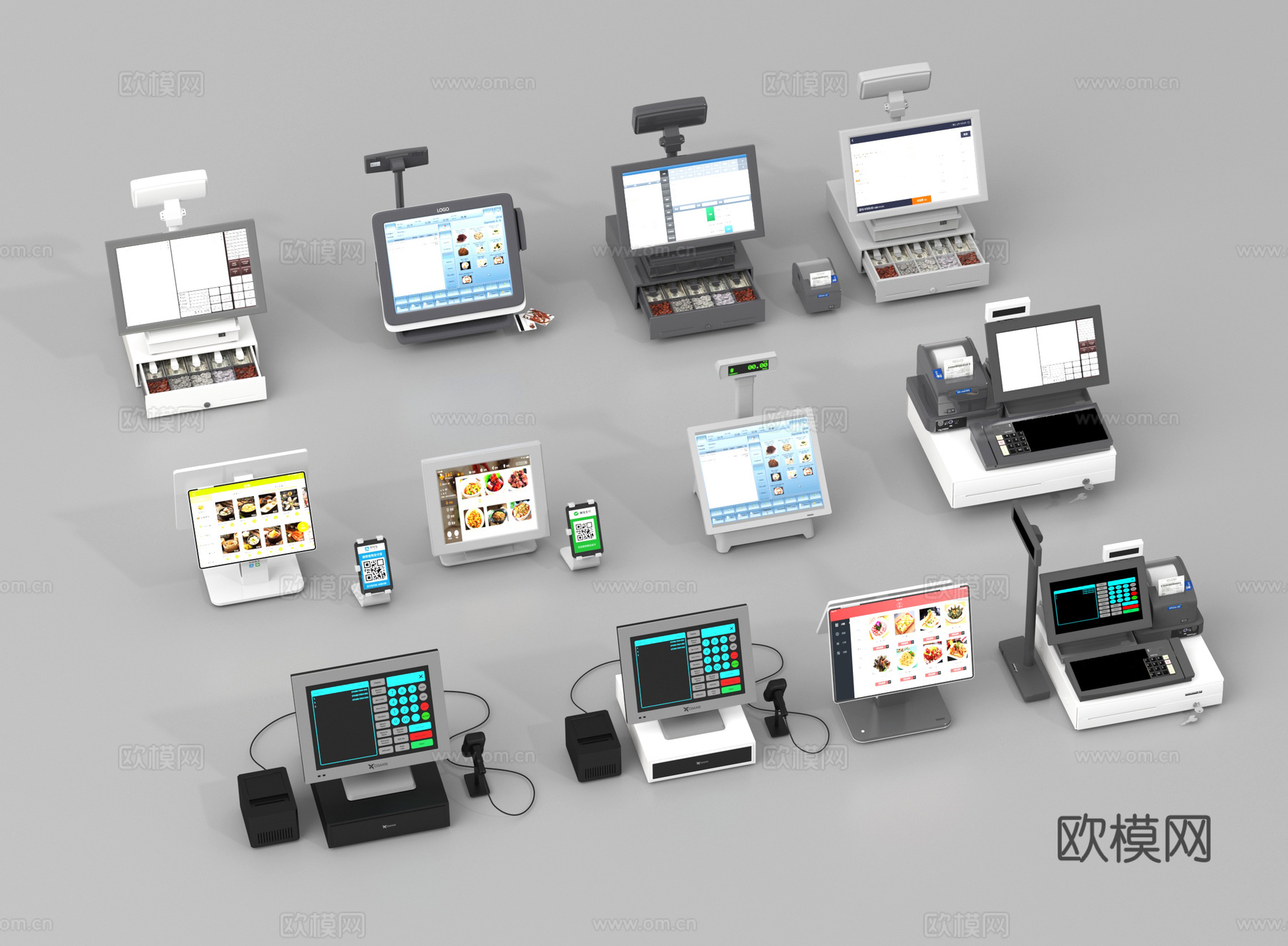 收银台 收银机 扫码机 收款二维码3d模型