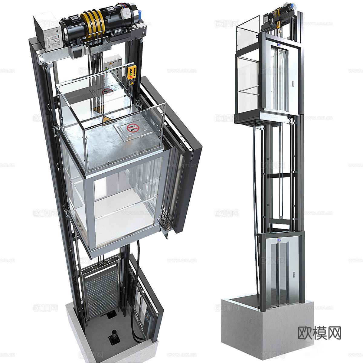 现代电梯 观光电梯3d模型