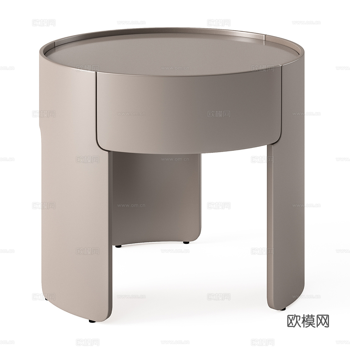现代奶油风圆形床头柜3d模型