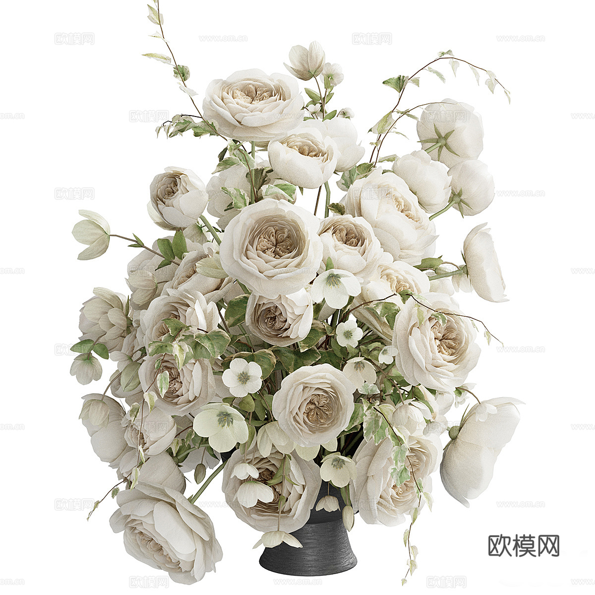 新中式花瓶花艺3d模型