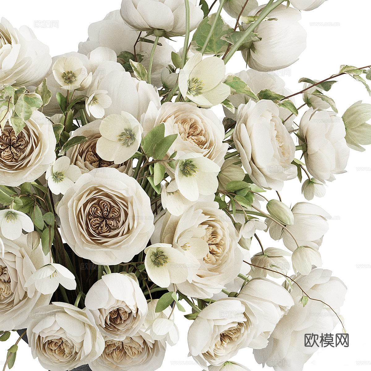 新中式花瓶花艺3d模型