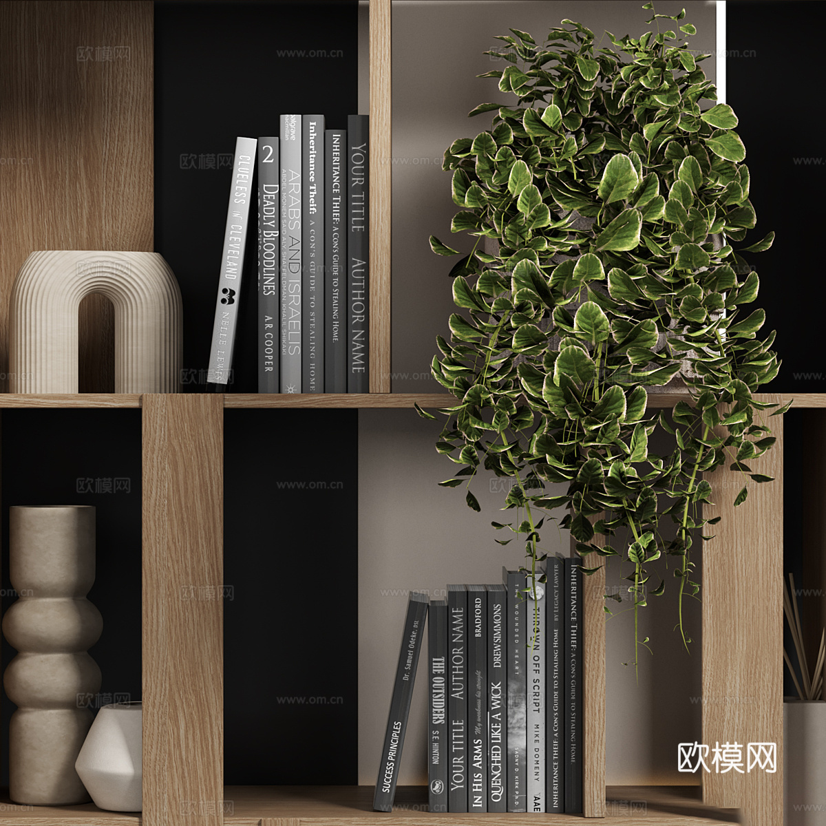 现代装饰柜 书柜3d模型
