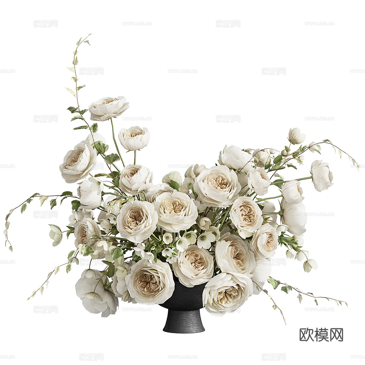 新中式花瓶花艺3d模型