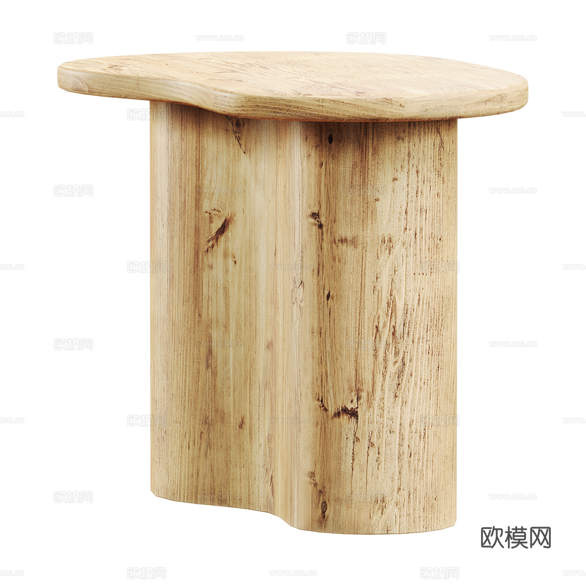 新中式侘寂 Phlu Sanded Oak 边几3d模型