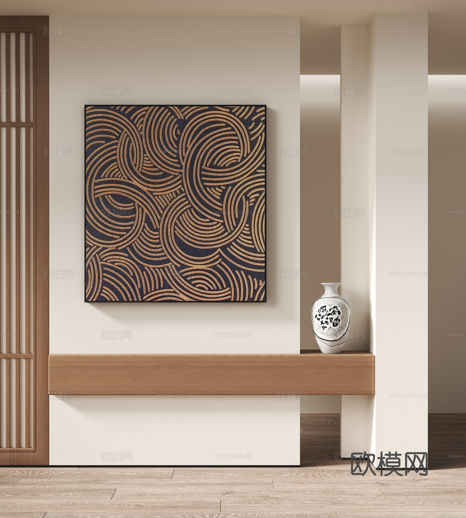 侘寂风装饰挂画su模型