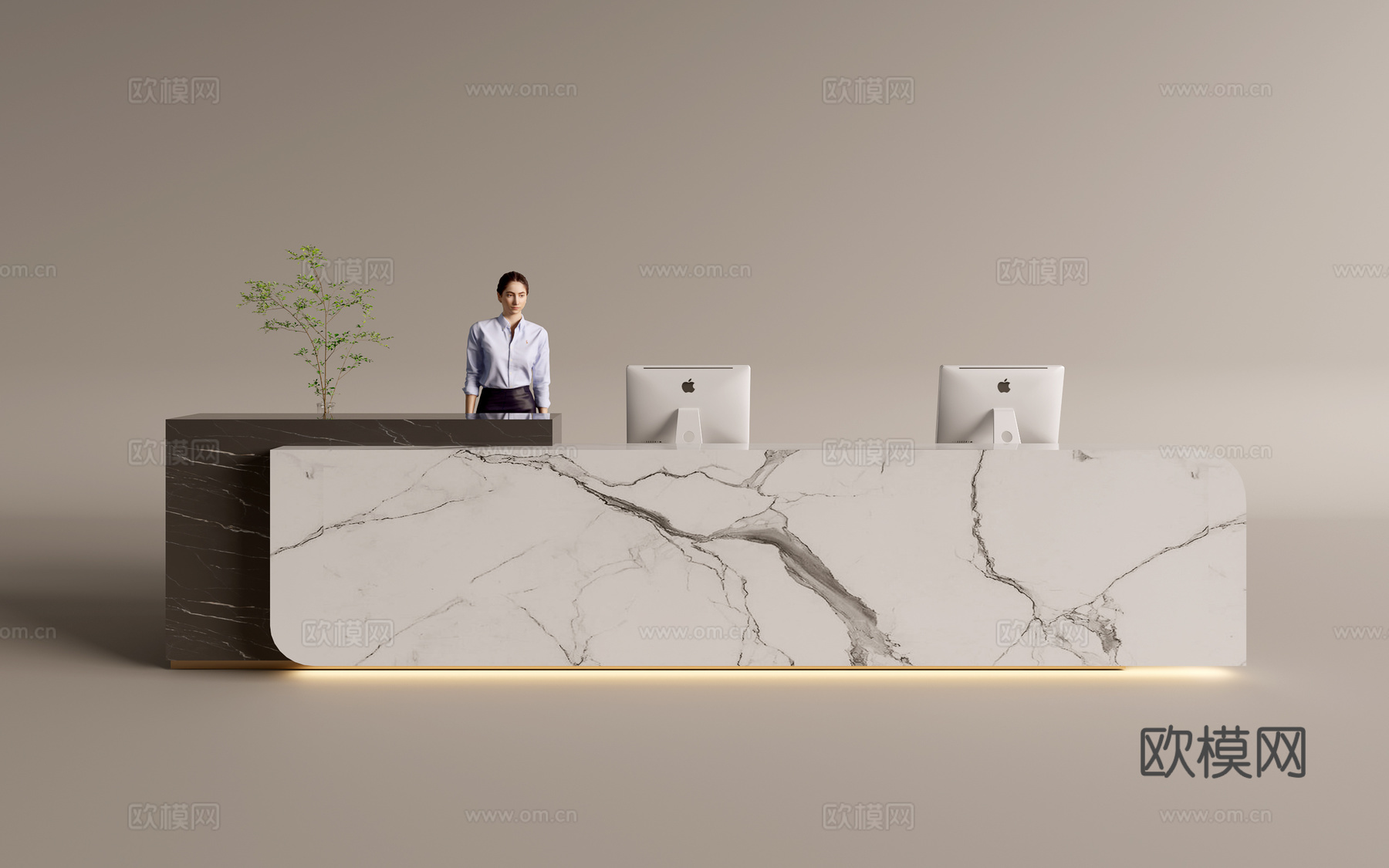 现代公司前台  接待区 吧台  接待台 服务台3d模型