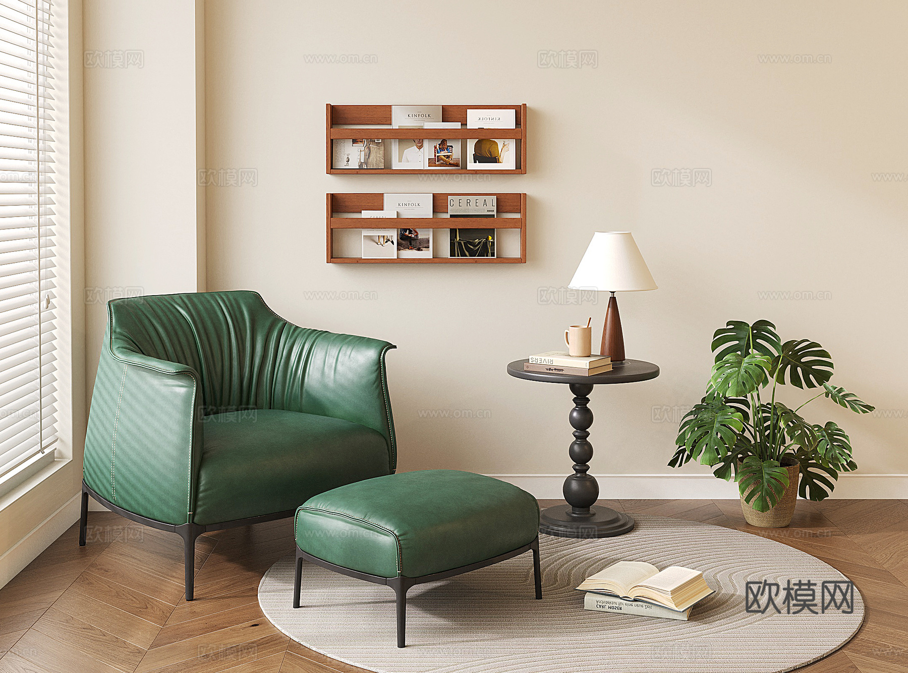 法式复古单人沙发 皮质沙发 休闲椅 沙发椅3d模型