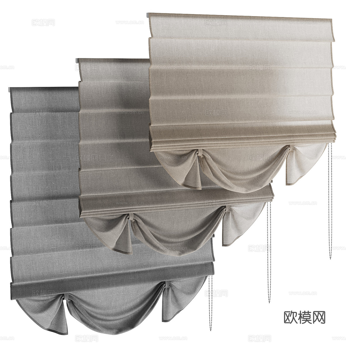 新中式罗马帘3d模型