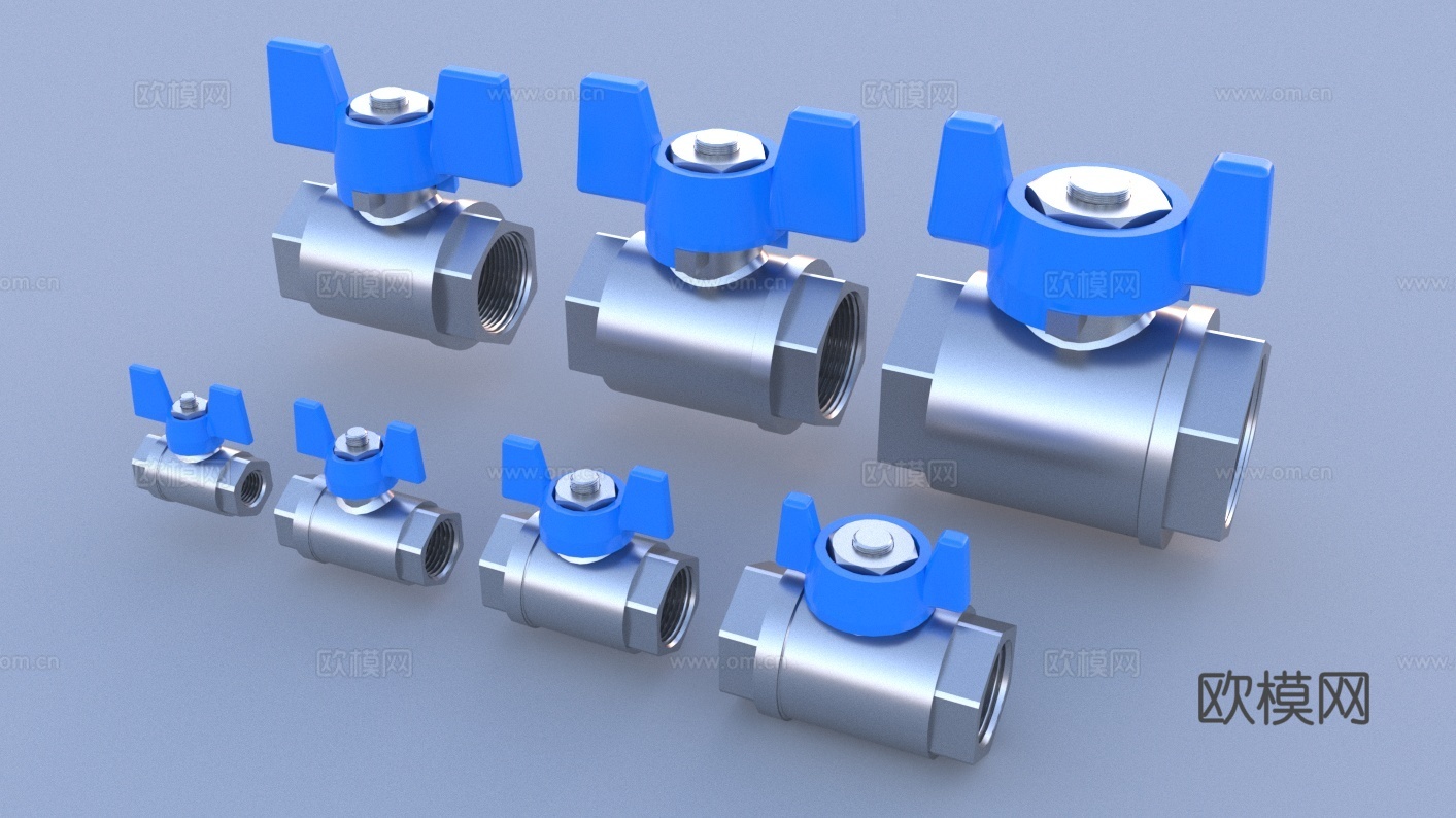 阀门 管道阀门 带T型手柄的开关球阀 闸阀 蝶阀 调节阀 压3d模型