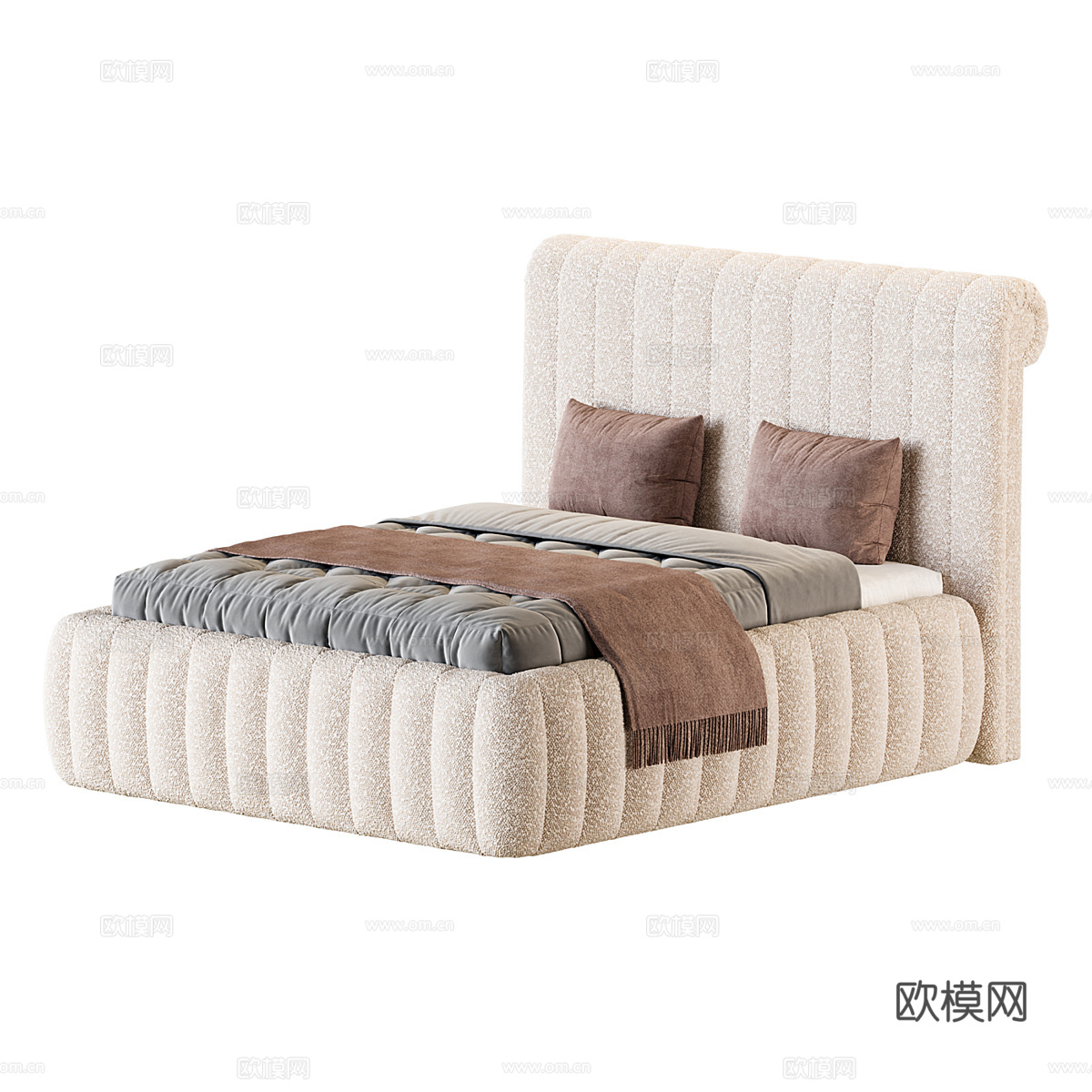 现代奶油风 Casa Padrino 布艺双人床3d模型