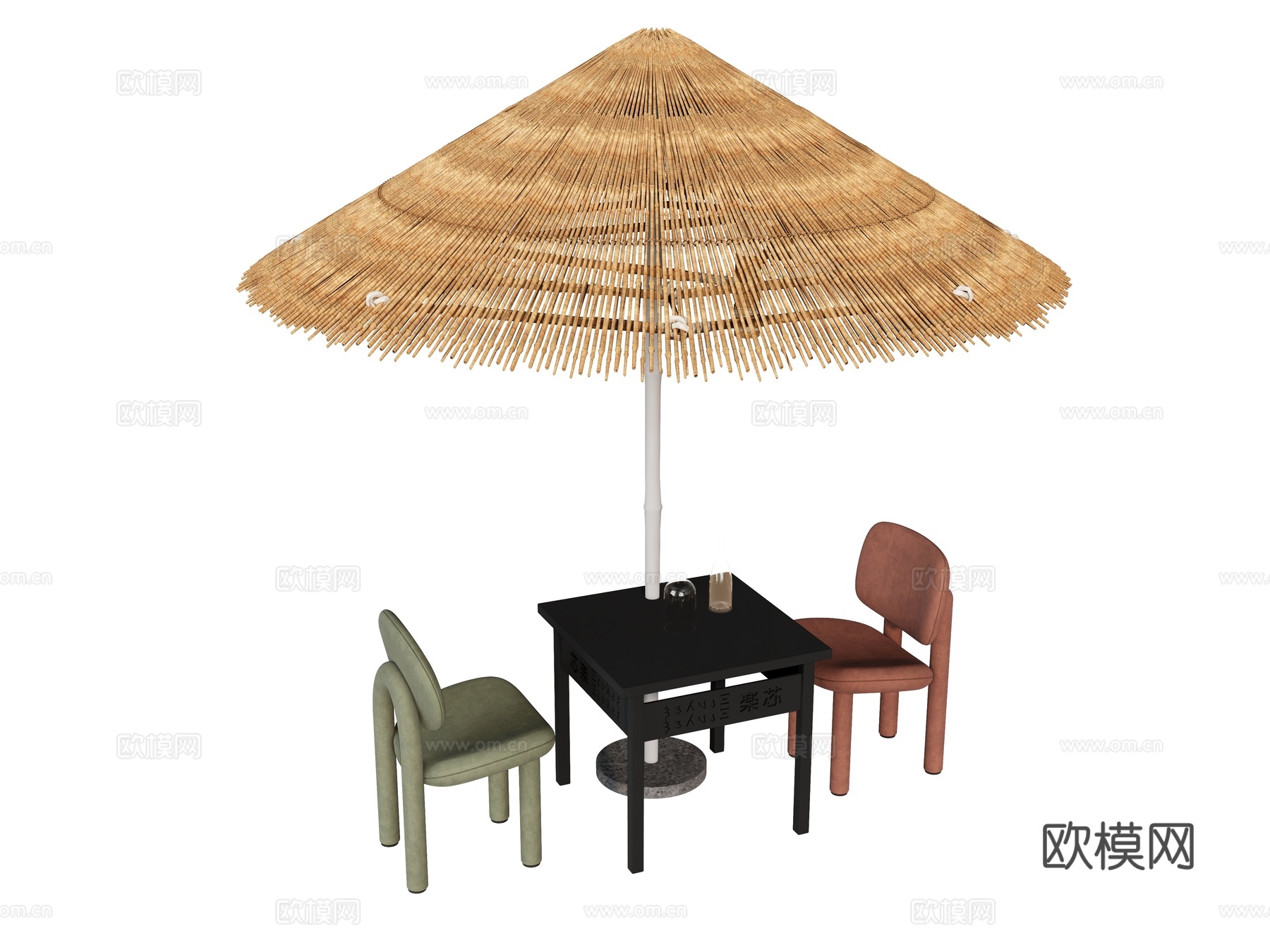 户外桌椅餐桌椅  遮阳伞稻草遮阳伞  沙发椅单人沙发餐su模型