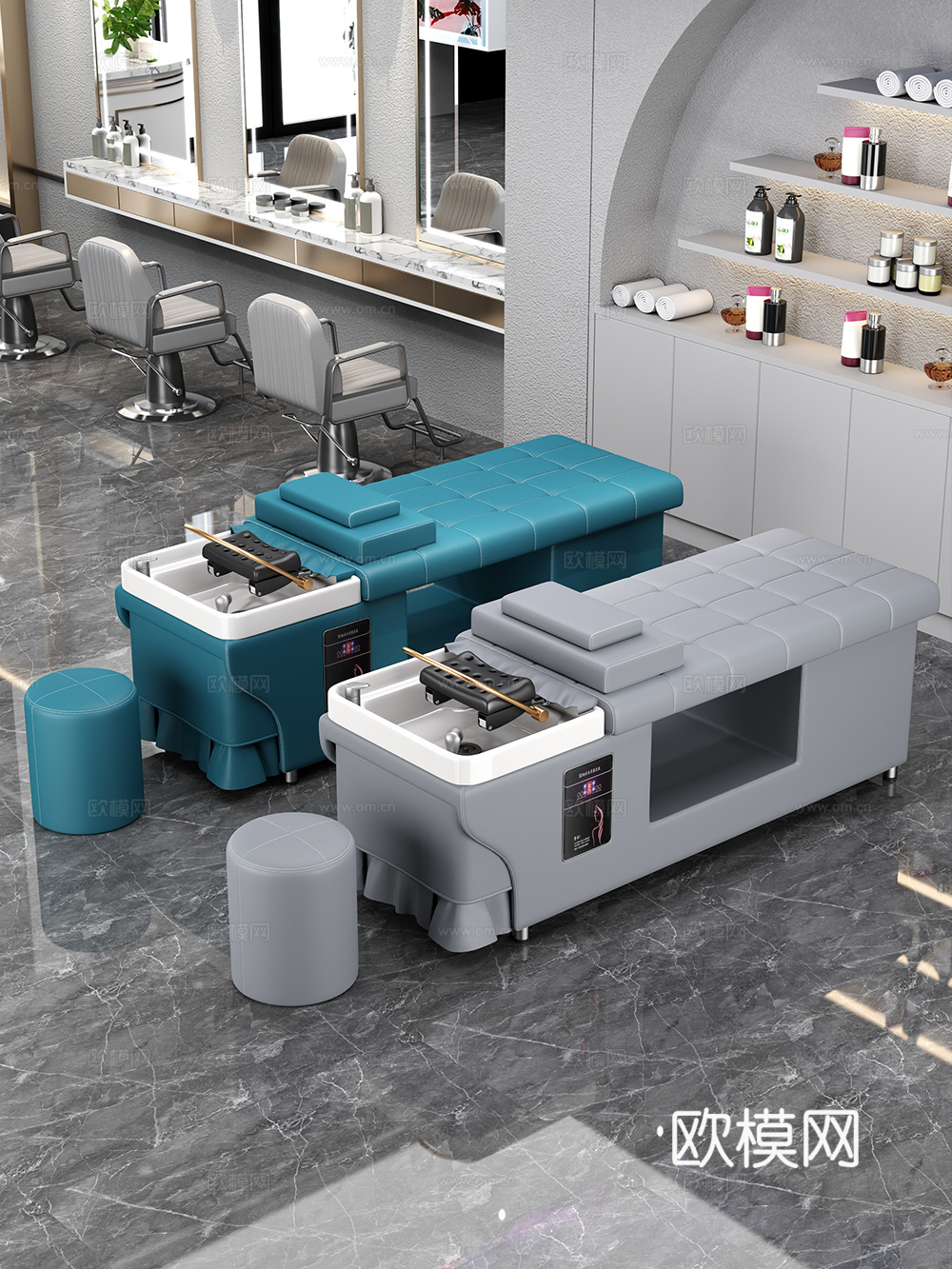 洗头床  理发店  洗头区3d模型