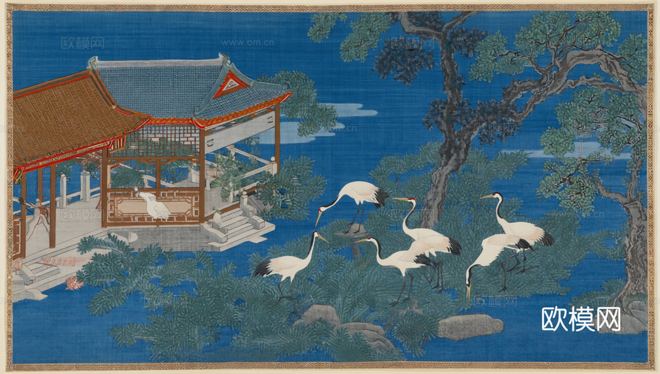 新中式中式挂画 水墨画 国画 建筑 中国风下载