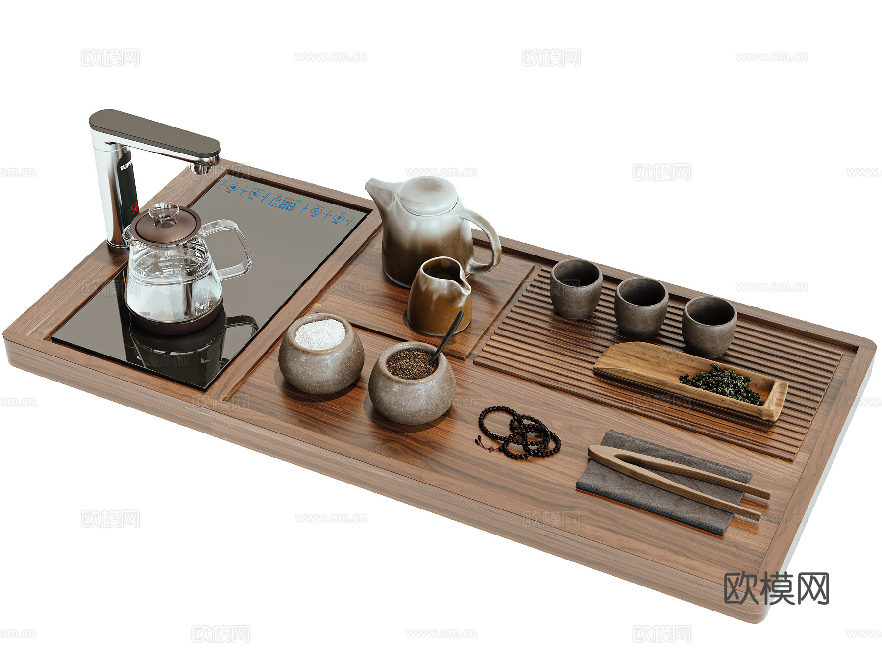 新中式茶具茶壶茶杯su模型