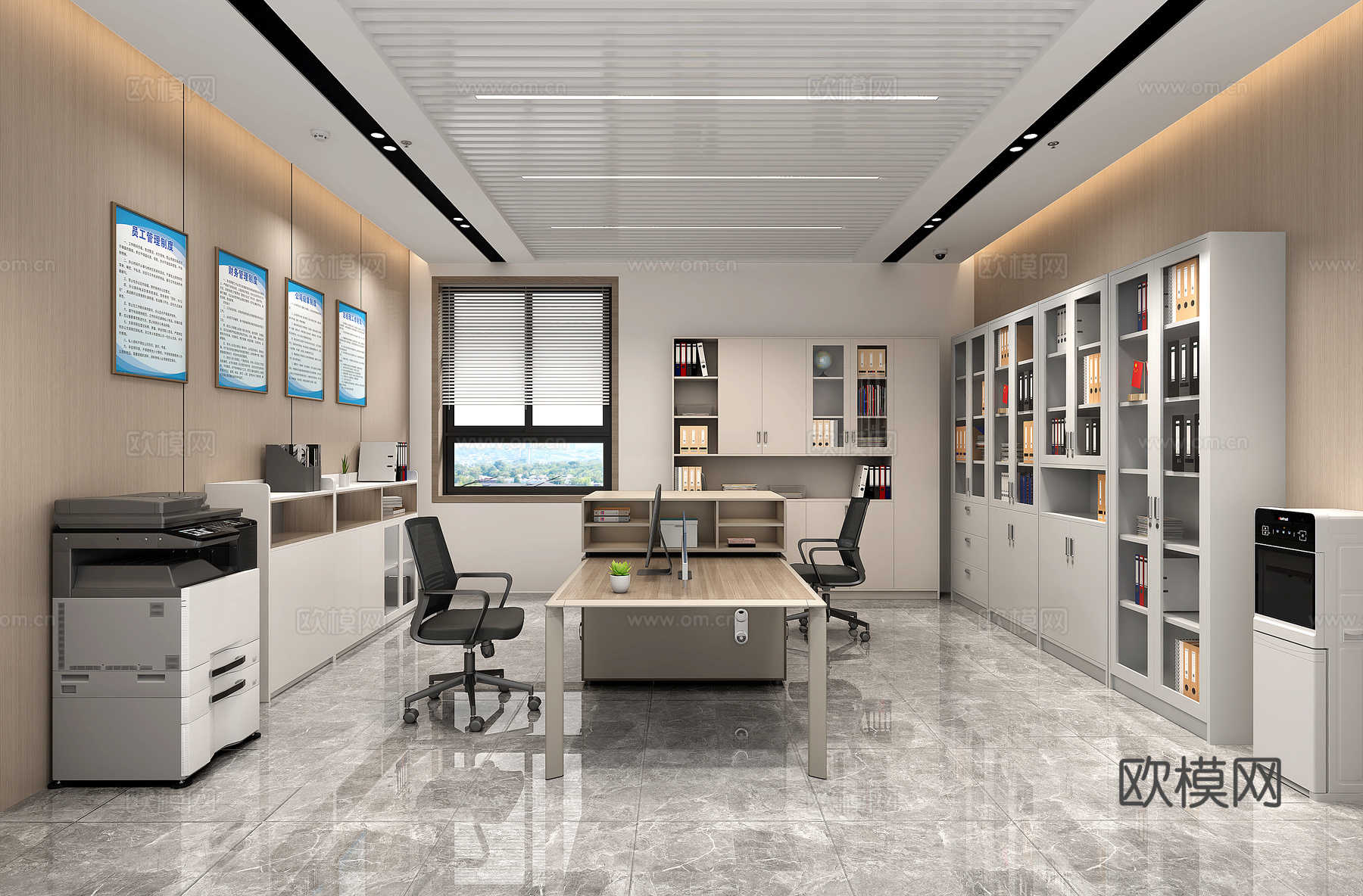 办公室财务室文件柜打印机su模型