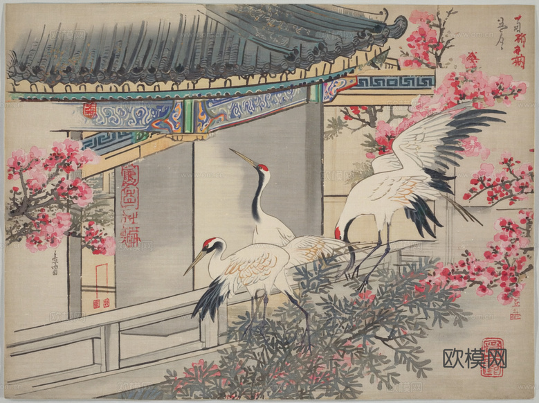 新中式中式挂画 水墨画 国画 建筑 中国风下载