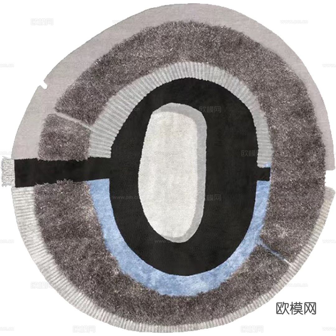 现代风圆形毛绒地毯