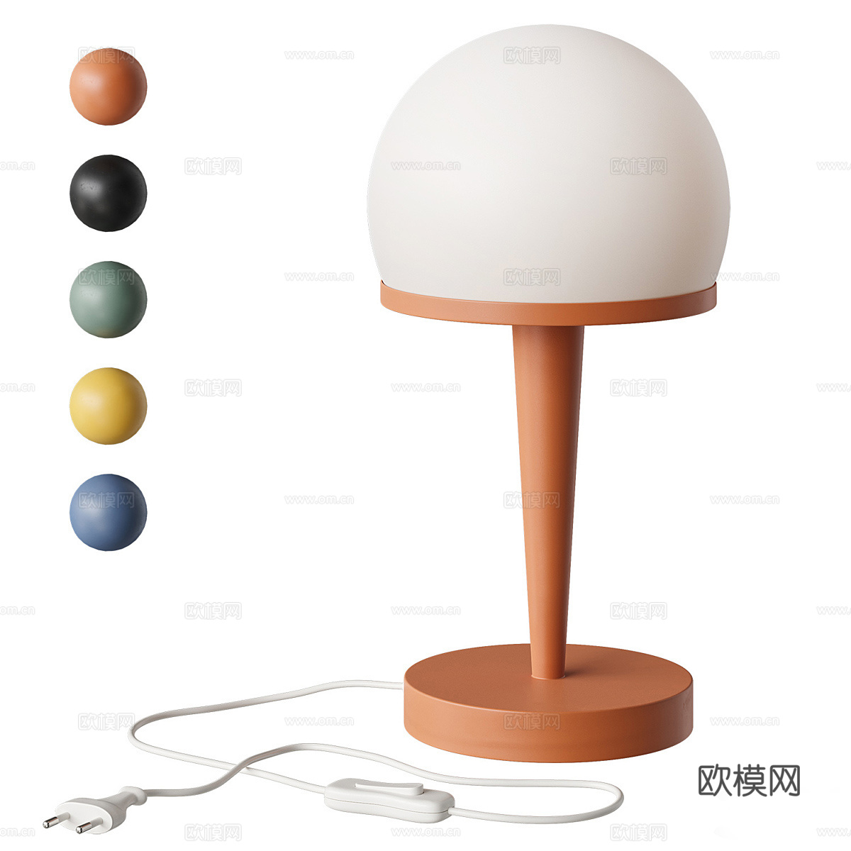 现代奶油风球形台灯3d模型