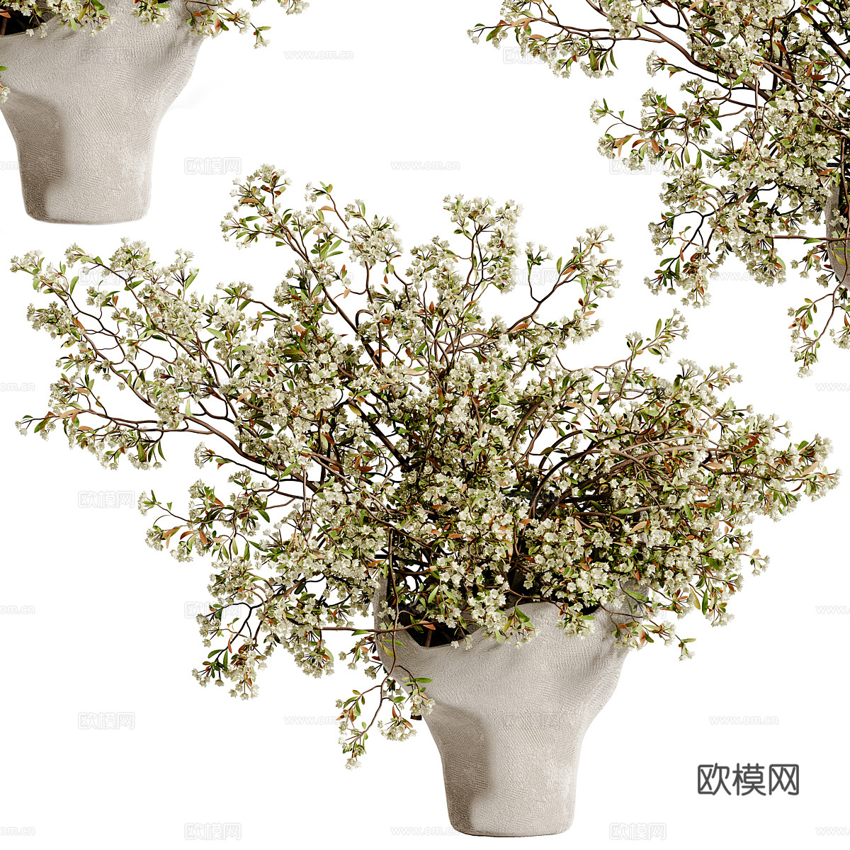 新中式侘寂花瓶花艺3d模型