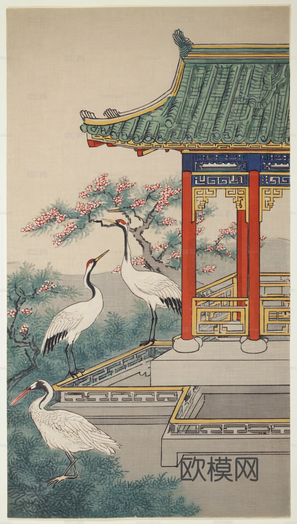 新中式中式挂画 水墨画 国画 建筑 中国风