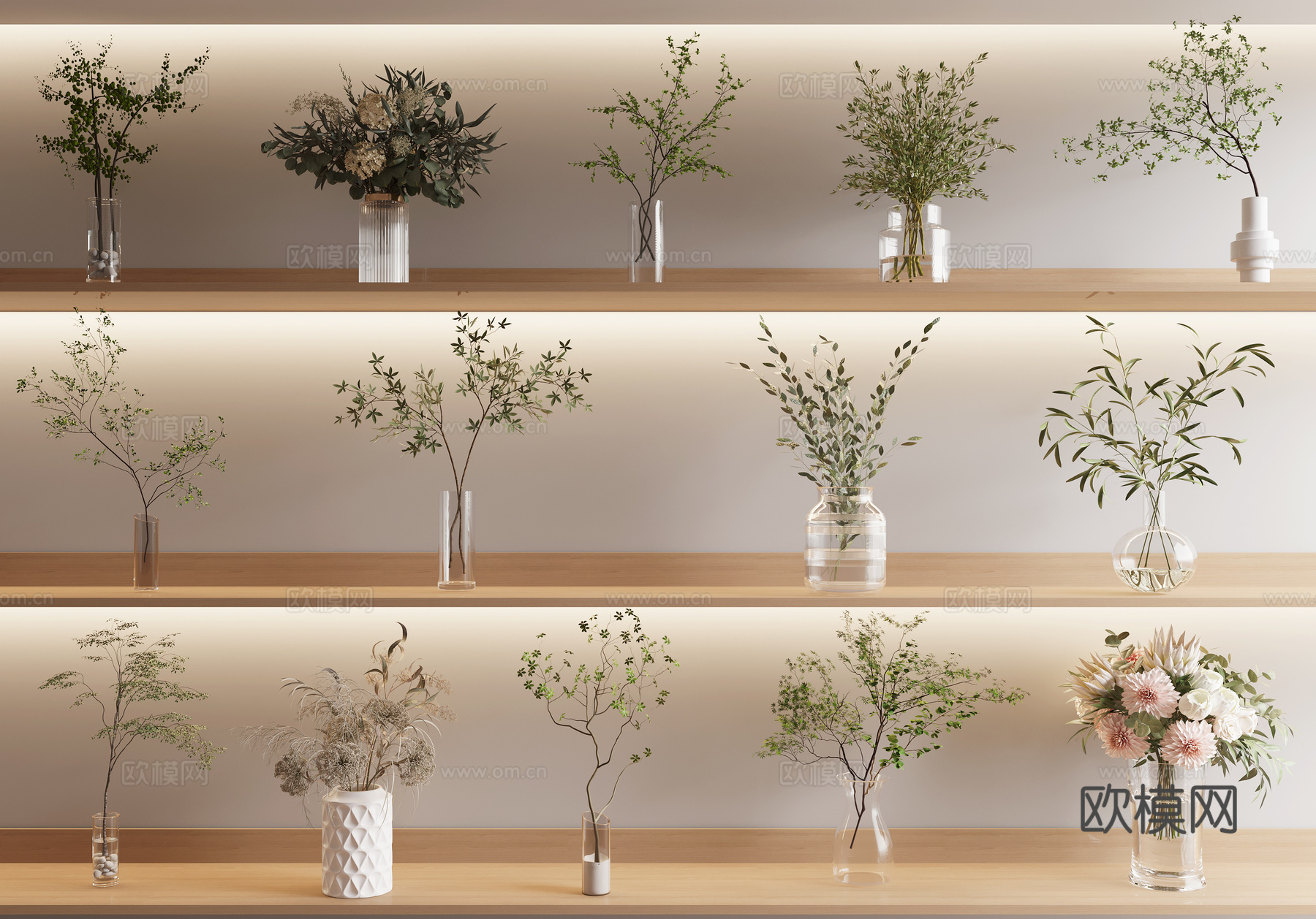 花瓶 花卉 水生植物3d模型