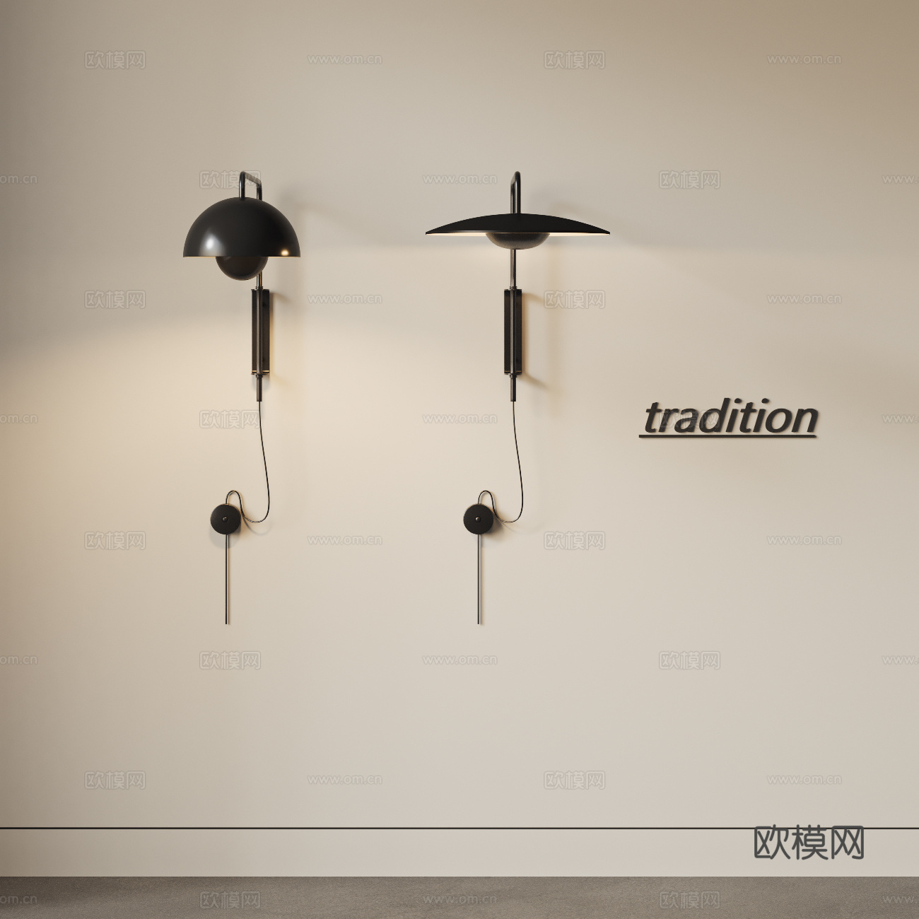 TRADITION 现代壁灯组合 中古风壁灯 金属壁灯 复古3d模型