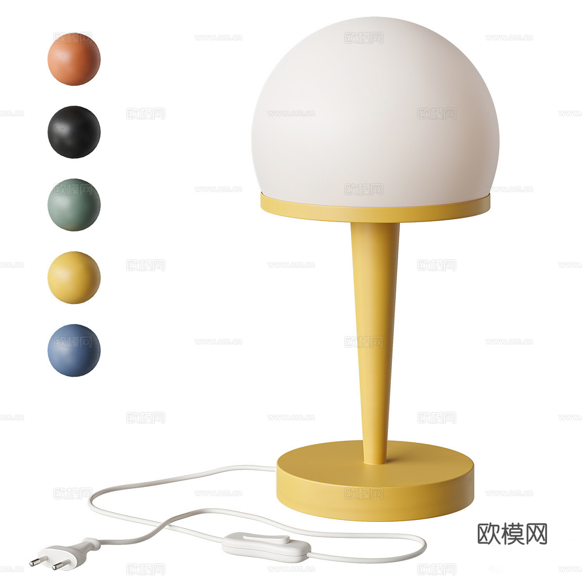 现代奶油风球形台灯3d模型