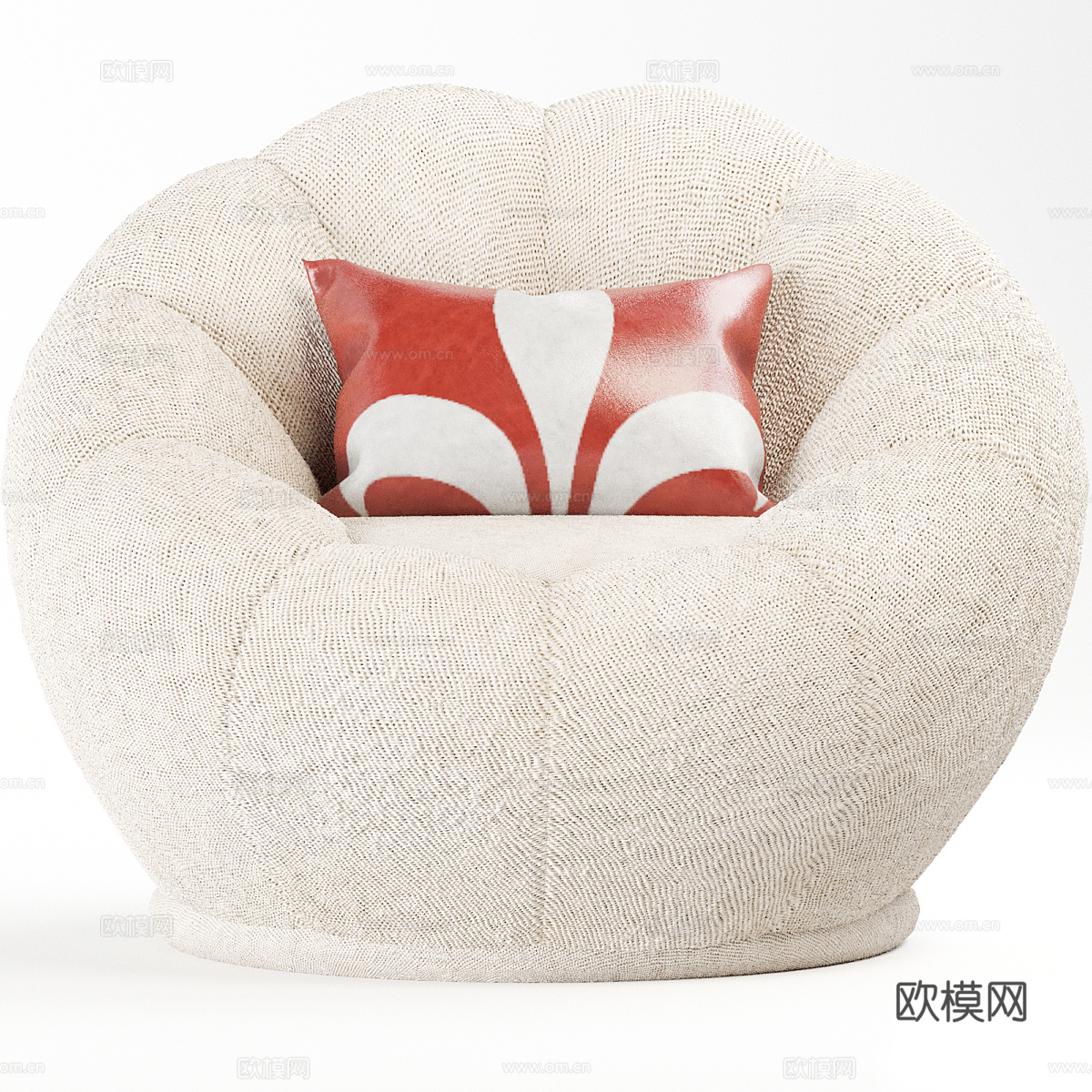 现代奶油风郁金香休闲沙发3d模型