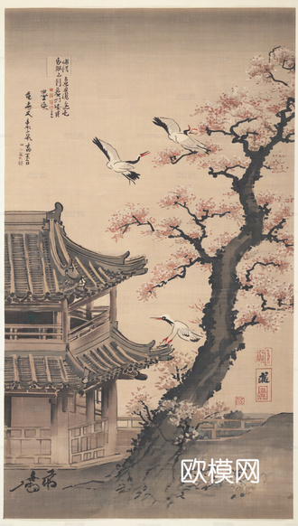 新中式中式挂画 水墨画 国画 建筑 中国风下载
