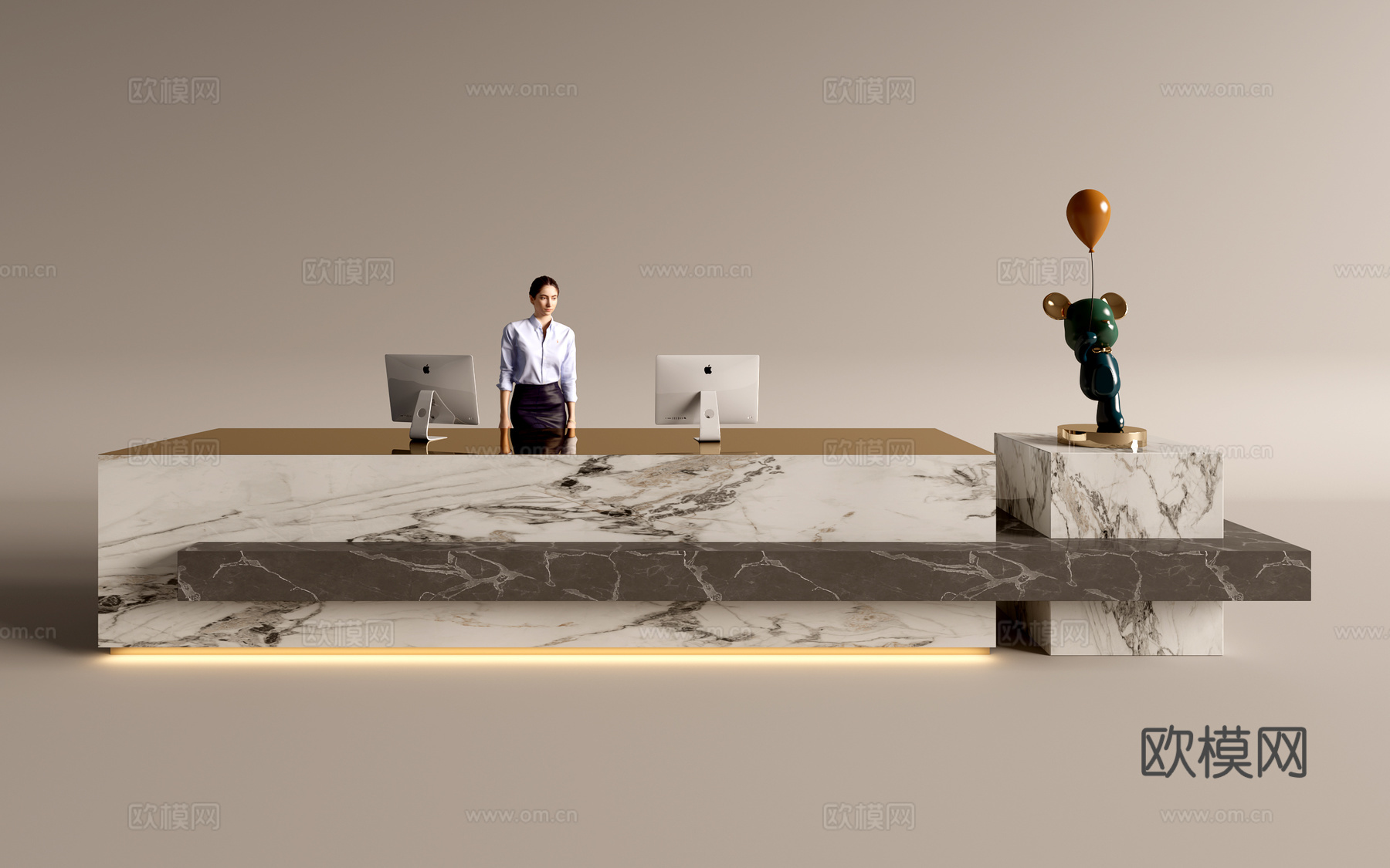 现代公司前台  接待区 吧台  接待台 服务台3d模型