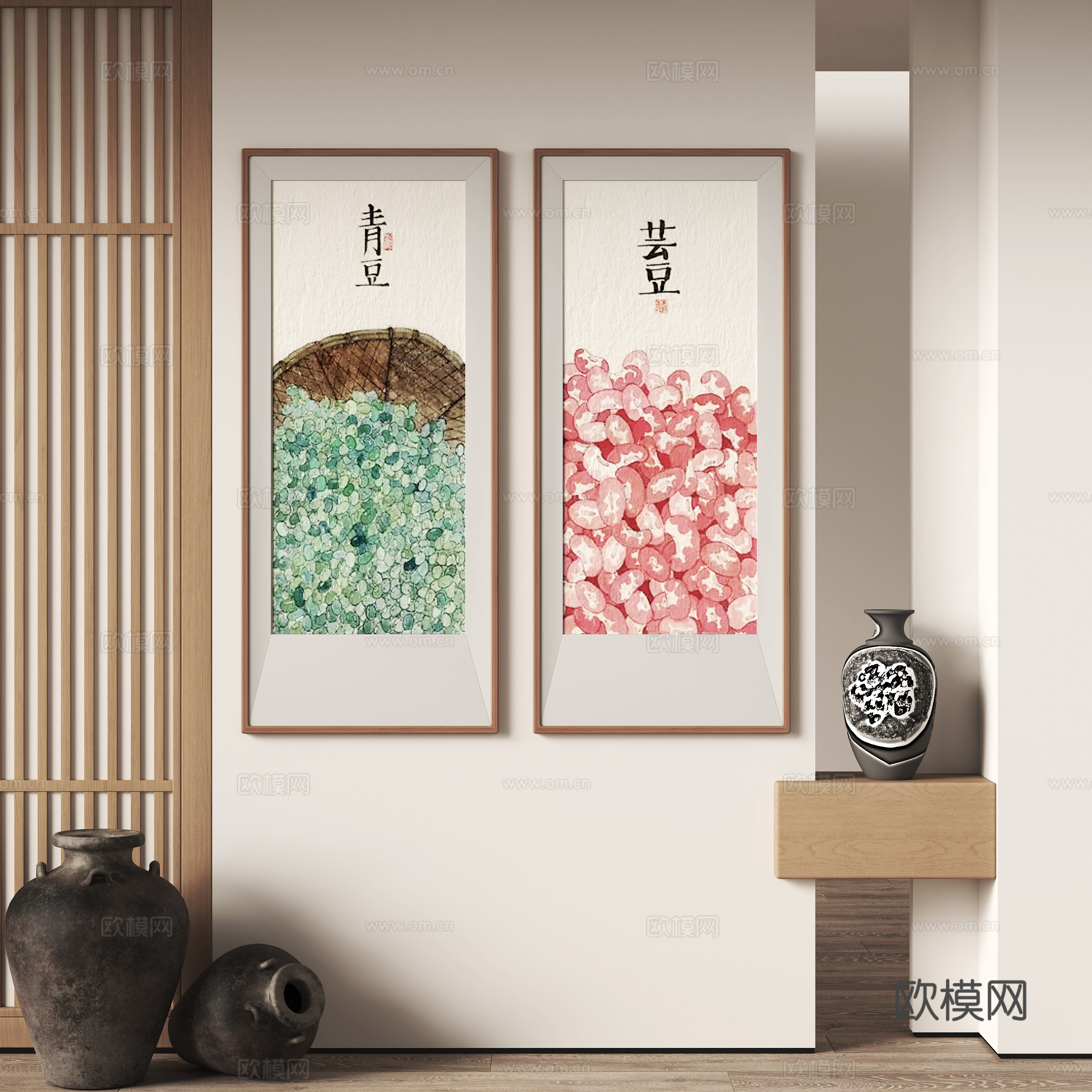 新中式装饰挂画3d模型