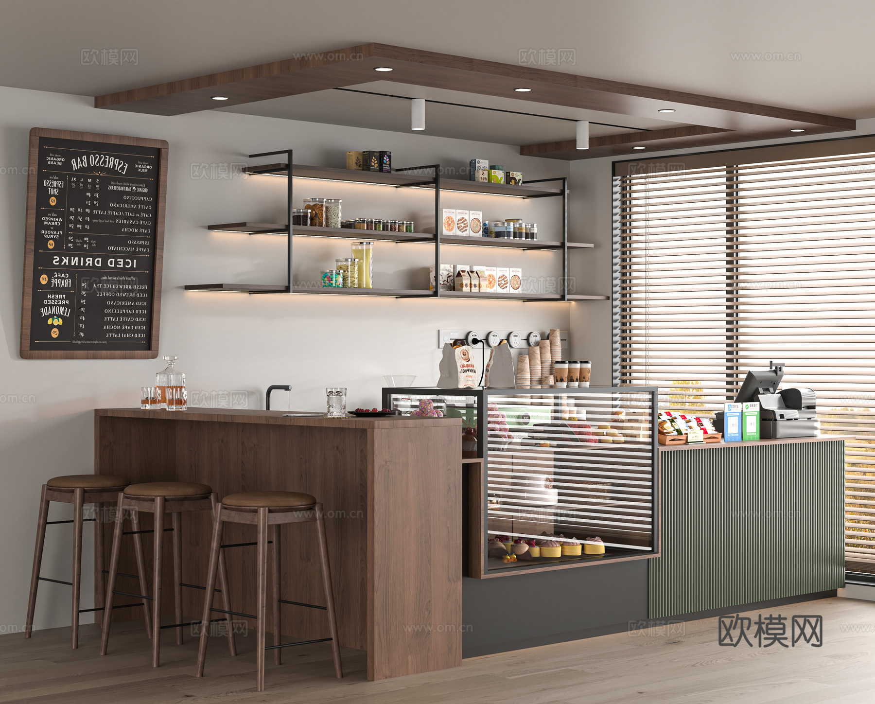 现代奶茶店3d模型